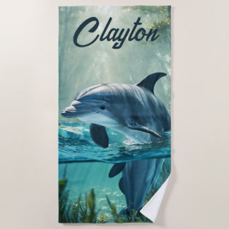 Editable Dolphin Beach Towel