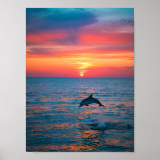 Editable Dolphin Dive Vertical Poster | Ocean Wall