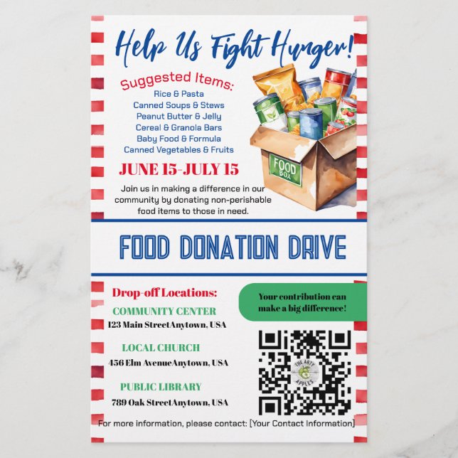 editable Donation food drive, Holiday Drive Flyer, Flyer (Front)