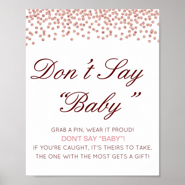 Editable Don't Say Baby Sign, Grab a Pin Poster (Front)