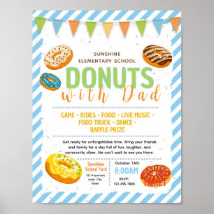 Editable doughnuts with dad fundraiser flyer poster