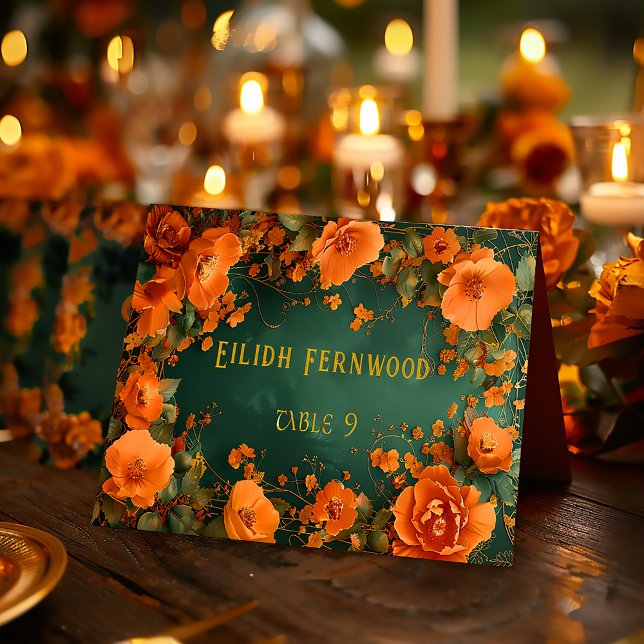 Editable Druid Hill Autumn Wedding Place Cards  (Whimsical Druid Hill Wedding Place Cards )