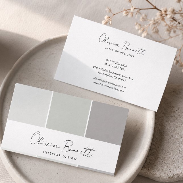 Editable Dust Grey Colour, Modern Interior Designe Business Card (Editable Dust Grey Color, Modern Interior Designer Business Card)