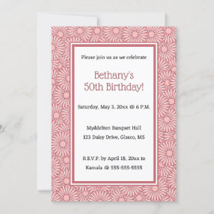 Editable Dusty Rose Daisy  Invitation