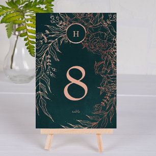 Editable Dusty Rose Gold Emerald Custom Wreath Table Number