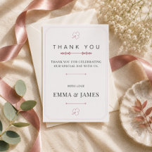 Editable Dusty Rose Minimal Thank You Card