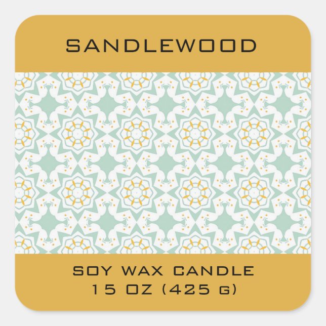 Editable Eastern Design Sandalwood Product Square Sticker (Front)