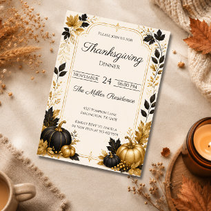 Editable elegant Autumn Thanksgiving Dinner Invitation