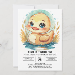 Editable Elegant Duck Birthday  Invitation