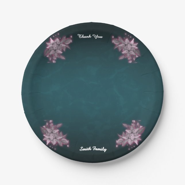 Editable Elegant Floral Paper Plates (Front)