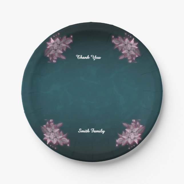 Editable Elegant Floral Paper Plates (Front)