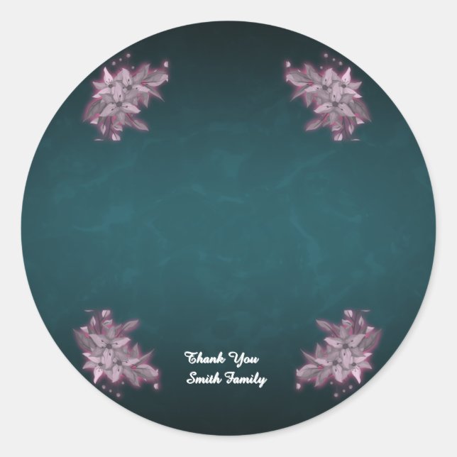 Editable Elegant Floral Paper Plates Classic Round Sticker (Front)
