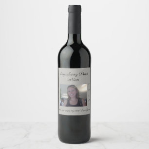 Editable Elegant Grey   Photo   Wine Label
