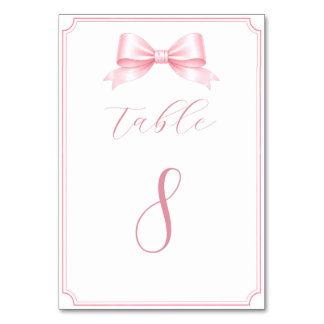 Editable Elegant Pink Bridal Shower Table Numbers