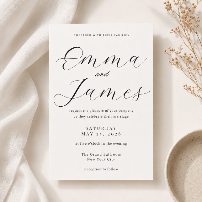 Editable Elegant Script + Serif Wedding Invitation (Elegant script meets timeless serif for a luxurious wedding invitation.)