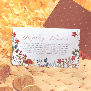 Editable Elegant Wildflower Floral Bridal Shower Enclosure Card
