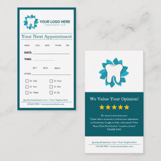 Editable Endodontics Next Appointment Business Card