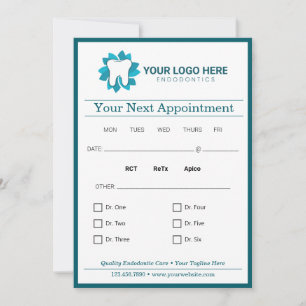 Editable Endodontics Next Appointment Invitation