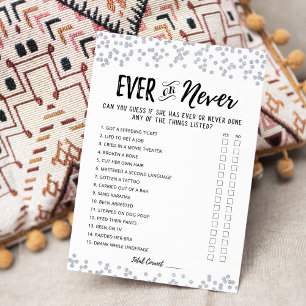 Editable Ever or Never Bridal Shower game Card