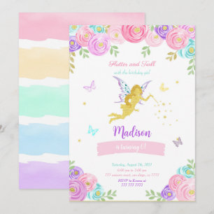 Editable Fairy Birthday Party  Invitation