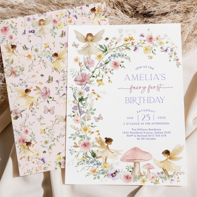 Editable Fairy First Birthday Invitation, Soft Pas Invitation (Creator Uploaded)