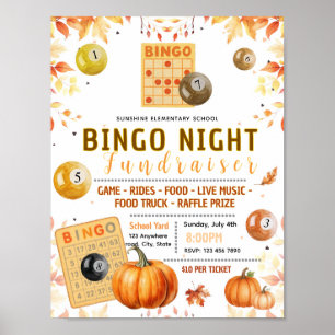 Editable fall bingo fundraiser flyer poster