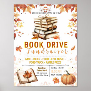 Editable fall book fair fundraiser flyer poster