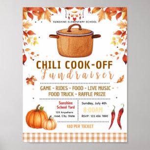 Editable fall chilli cook-off fundraiser flyer poster