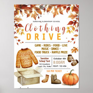 Editable fall clothing drive fundraiser flyer poster