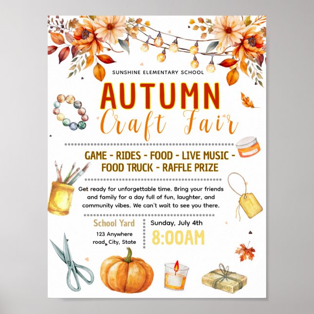 Editable fall craft fair flyer poster (Front)