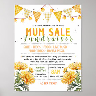 Editable fall mum sale fundraiser flyer poster