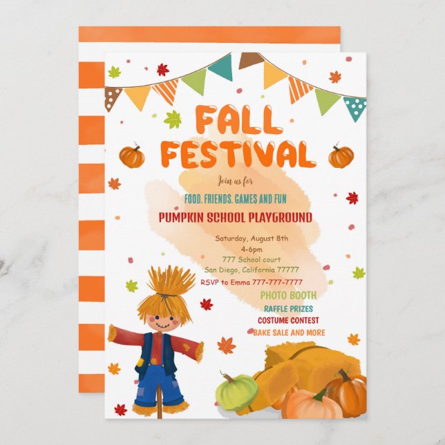 Editable Fall Party Invitation (Front/Back)