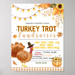 Editable fall turkey trot fundraiser flyer poster