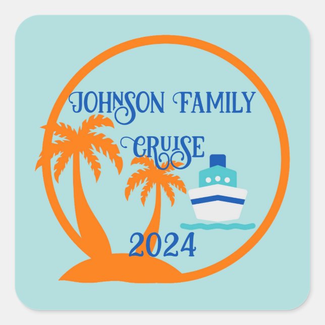 Editable Family Cruise Square Sticker (Front)