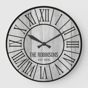 EDITABLE Family Farmhouse Clock - GRAY wood