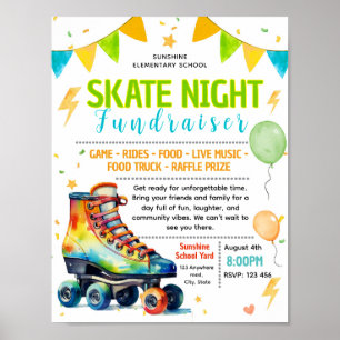 Editable family skate night fundraiser flyer poster