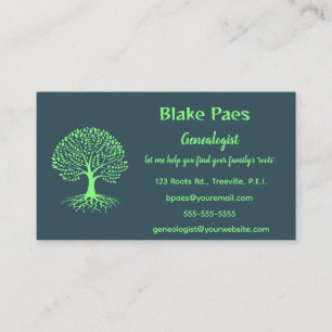 Editable Family Tree Genealogist Business Card