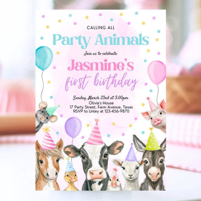 Editable Farm Girl Birthday Invitation, Pink Farm  Invitation (Creator Uploaded)