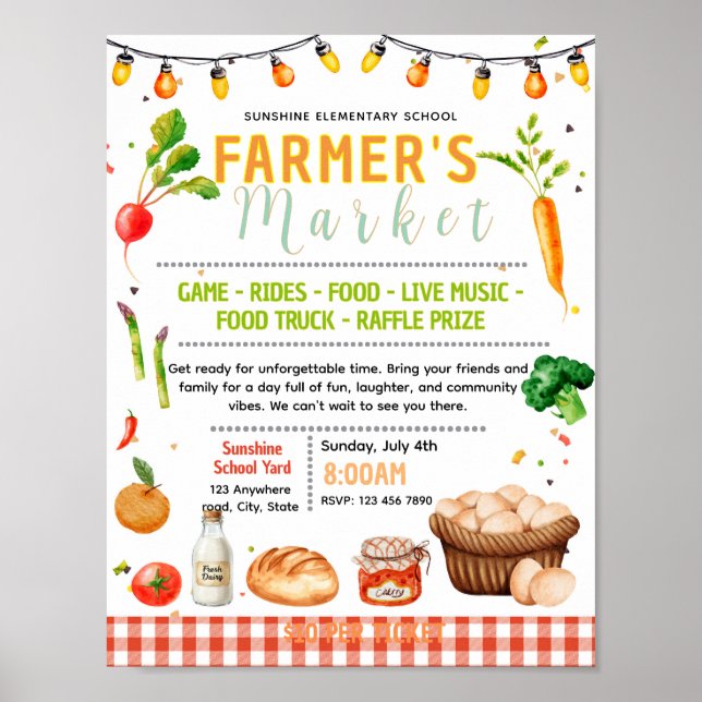 Editable farmer market fundraiser flyer poster (Front)