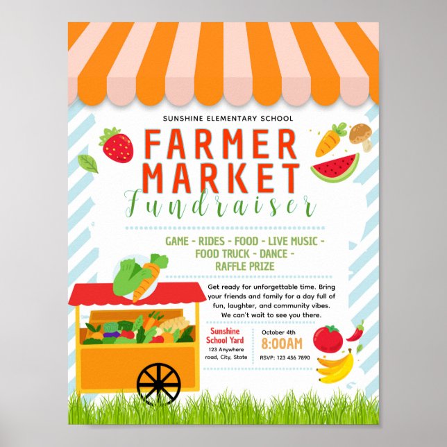 Editable farmer market fundraiser flyer poster (Front)