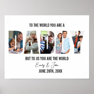 Editable Fathers Day Gift Daddy Photo Collage Poster