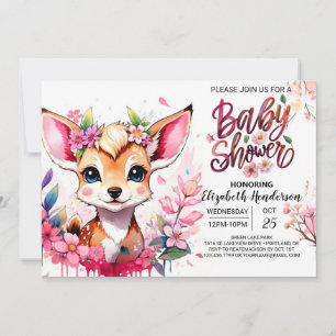 Editable Fawn Baby Shower Invitation