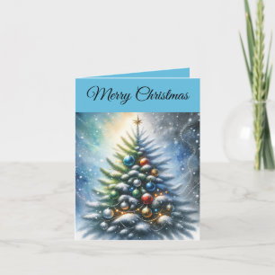 Editable Festive Christmas Tree and Baubles Card