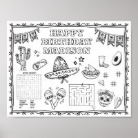Editable fiesta Birthday colouring mat