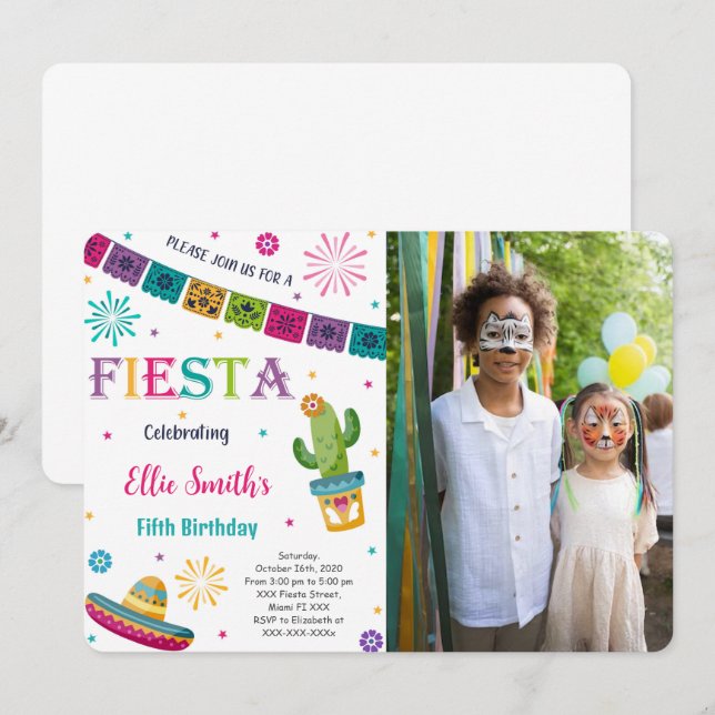 Editable Fiesta Photo Invitation (Front/Back)