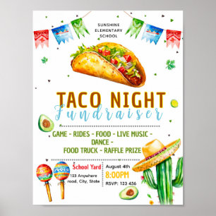 Editable fiesta taco fundraiser flyer poster
