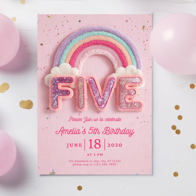 Editable Fifth Birthday Invitation, 5th birthday  Invitation (Creator Uploaded)