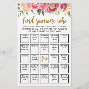 Editable Find Someone Who Game Bingo game