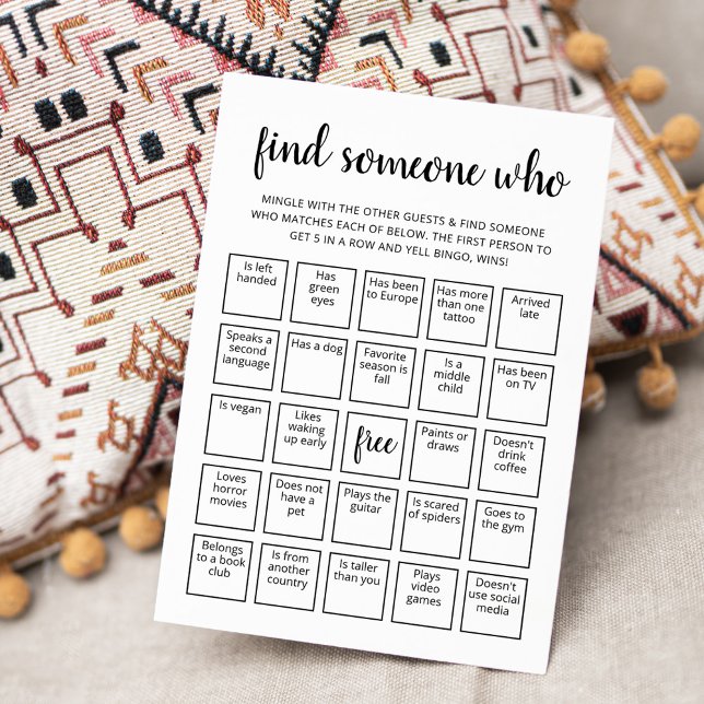 Editable Find Someone Who Game Bingo game Card (Creator Uploaded)