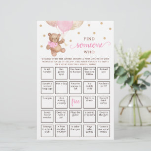 Editable Find Someone Who Game Bingo Teddy Bear
